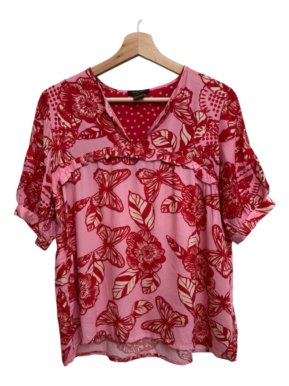 Vaneet Bahl Anthropologie Inge Blouse‎ Top Women XS Floral Butterfly Embroidery
